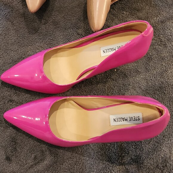 Steve Madden Hot Pink Patent Pointed Toe Stiletto Pumps - Picture 5 of 7